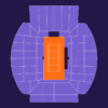 Court Suzanne Lenglen seating map showing every block in light purple (#3d2a66) on a dark-purple (#241649) background, with no specific category highlighted.