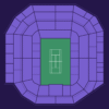 Wimbledon Center Court seating plan showing all spectator blocks in light purple on a dark-purple background, with no specific seats highlighted.