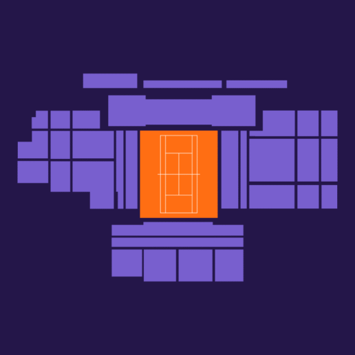Court Rainier III seating map showing every block in light purple (#3d2a66) on a dark-purple (#241649) background, with no specific sections highlighted.