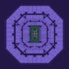 US Open stadium seating plan showing all spectator blocks in light purple (#3d2a66) on a dark-purple (#241649) background, with no zones highlighted.