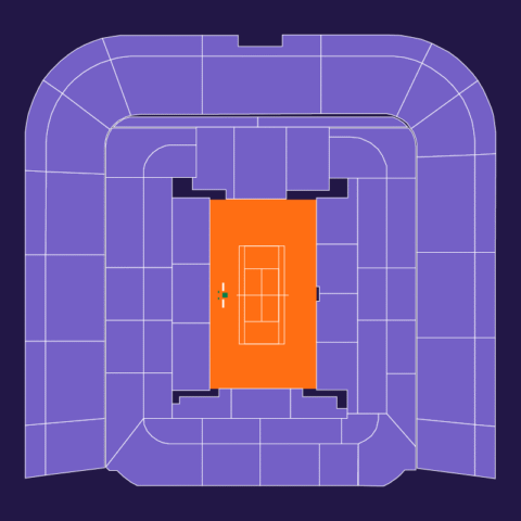 Court Philippe Chatrier seating map showing Category 3 (cyan), Category 2 (orange), Category 1 (yellow), and Category Gold (brownish-orange) zones color-coded.