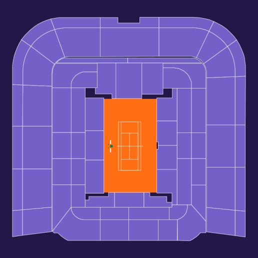 Court Philippe Chatrier seating map showing Category 3 (cyan), Category 2 (orange), Category 1 (yellow), and Category Gold (brownish-orange) zones color-coded.