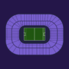 Murrayfield stadium rugby seating map showing both longside and shortside tiers on a dark-purple background with no specific blocks highlighted.