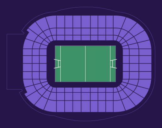 Principality Stadium rugby seating map showing all seating blocks in light purple (#3d2a66) on a dark-purple (#241649) background, with no specific zones highlighted.