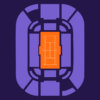 Foro Italico seating map showing all blocks in light purple (#3d2a66) on a dark-purple (#241649) background, with no specific tiers highlighted.