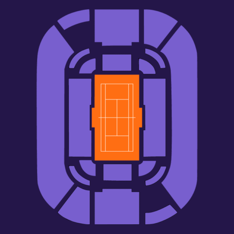 Foro Italico seating map showing all blocks in light purple (#3d2a66) on a dark-purple (#241649) background, with no specific tiers highlighted.