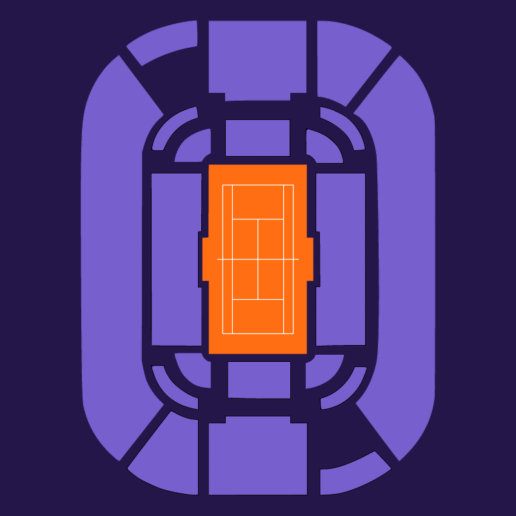 Foro Italico seating map showing all blocks in light purple (#3d2a66) on a dark-purple (#241649) background, with no specific tiers highlighted.