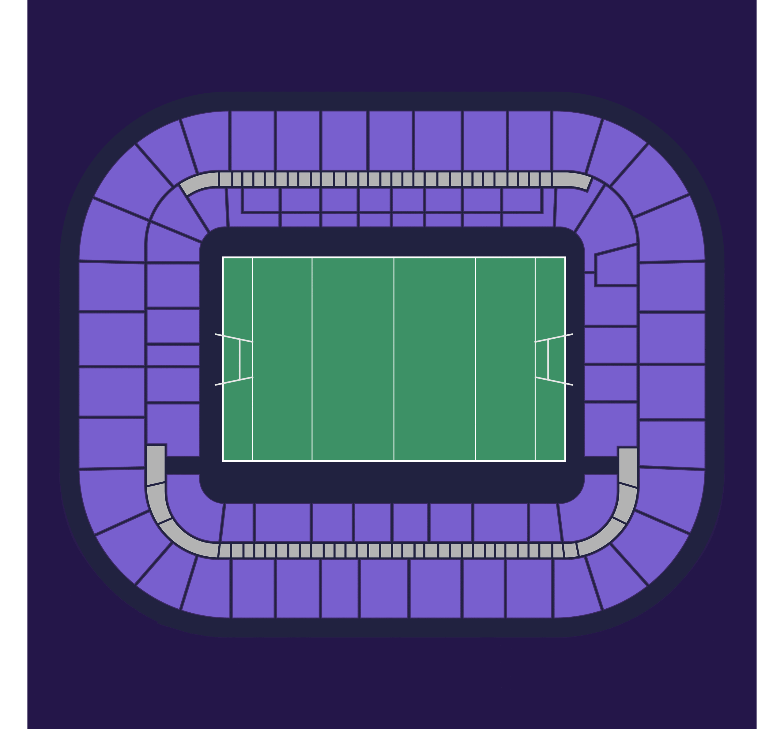 Matmut Atlantique seat plan – Union Bordeaux-Bègles home matches – aggregate view with all sections in purple