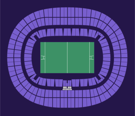 法兰西体育场座位平面图 - 14 强赛决赛阶段 - 总视图，所有区域均为紫色