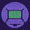 Complete seating layout of Stade Vélodrome showing all stands in purple around a green football pitch.