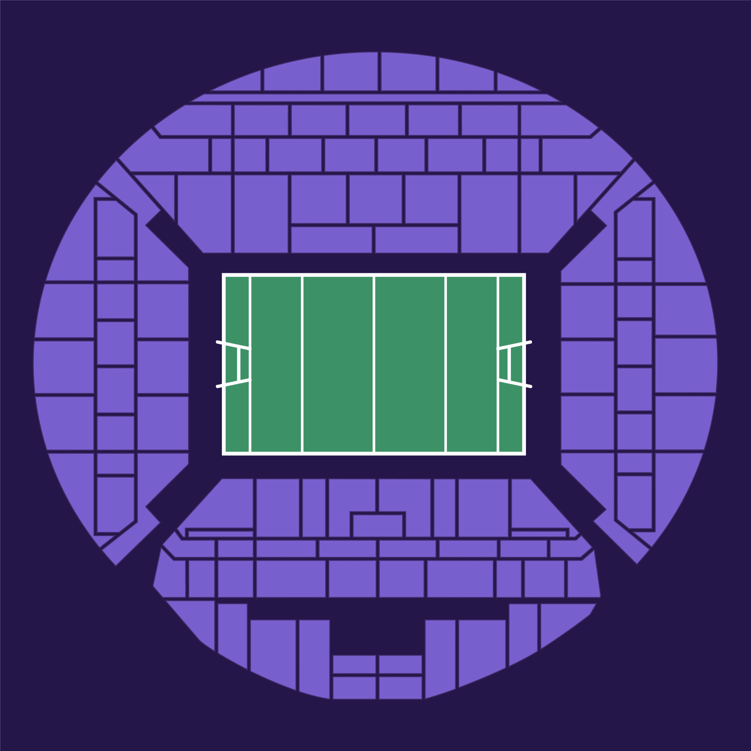 Stade Vélodrome seat plan – aggregate view with all sections in purple (Marseille)