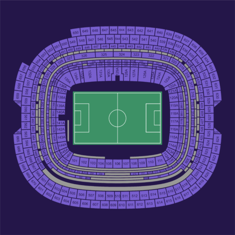 Estadio Azteca full stadium seating chart showing all sections across lower, middle, and upper tiers for FIFA World Cup matches.