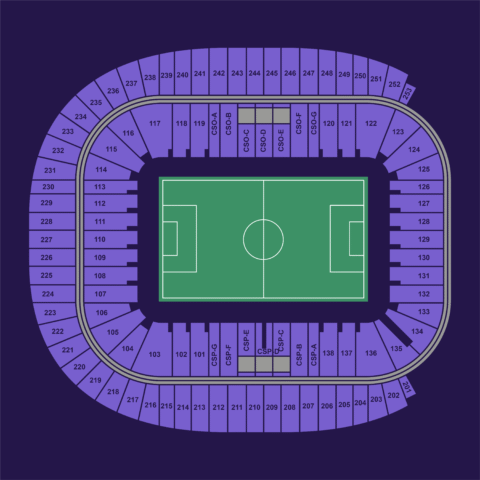 Estadio BBVA full seating chart showing all lower, club, and upper bowl sections for FIFA World Cup matches.