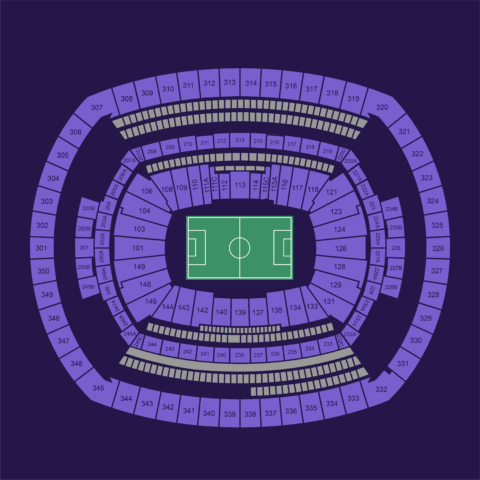 MetLife Stadium full seating chart showing all lower, mezzanine, and upper bowl sections for FIFA World Cup matches.
