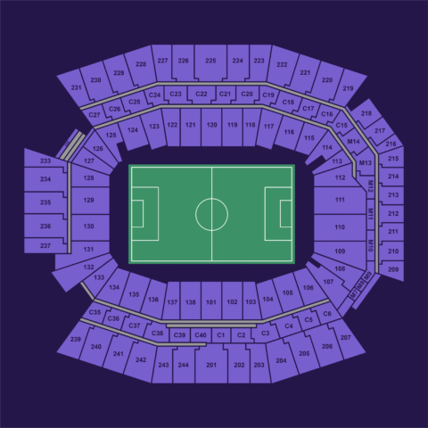 Lincoln Financial Field full seating chart displaying all lower, mezzanine, and upper sections for FIFA World Cup matches.