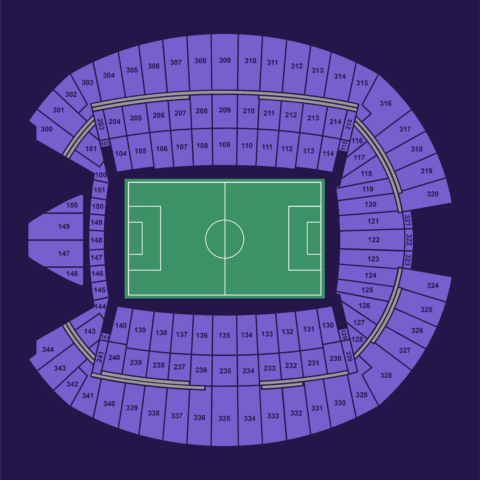 Seattle Lumen Field full seating map for the FIFA World Cup 2026 showing all sections across lower, middle and upper tiers.